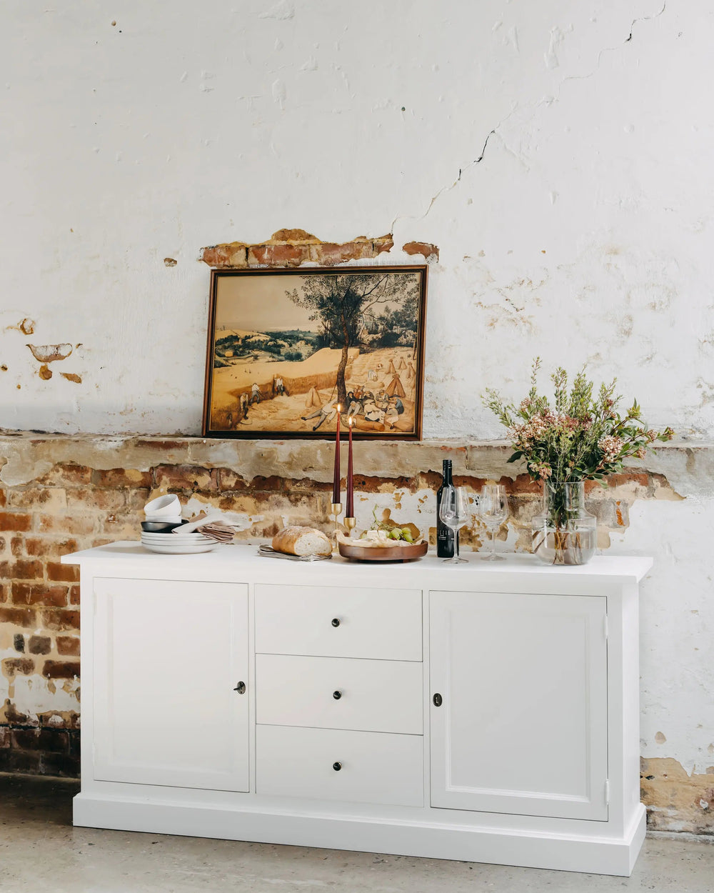 New England Buffet - Polar White | Rustic Charm Interiors - Front Angle Profile