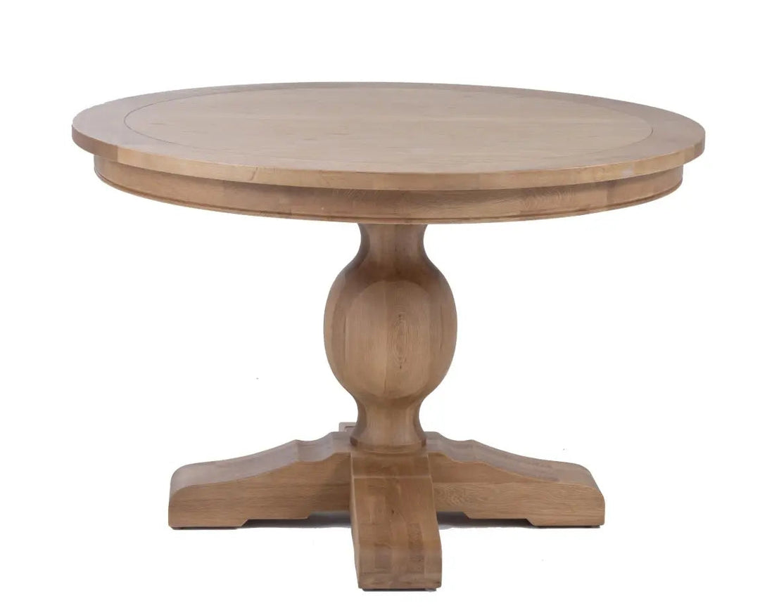 Round Dining Table on whiite background | Priory Round Dining Table | Rustic Charm Interiors
