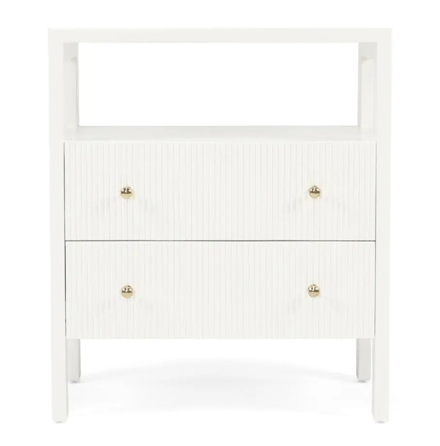 Aubrey Bedside Table in White Rustic Charm Interiors