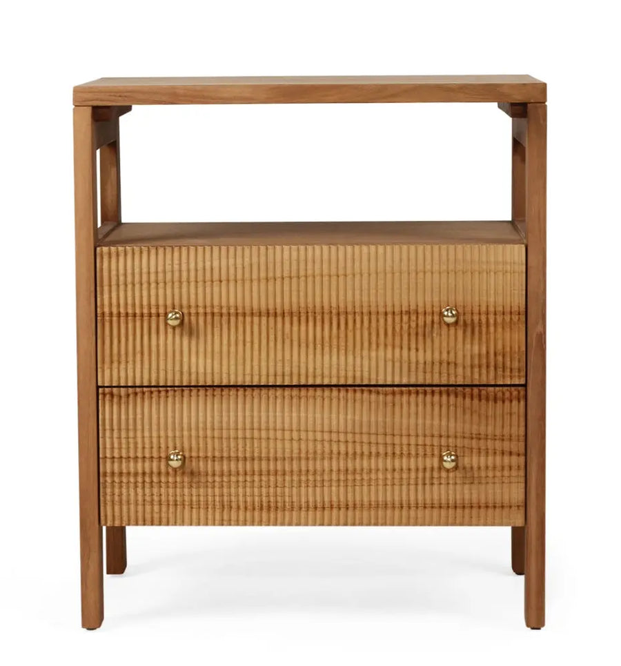 Aubrey Bedside Table in Teak Rustic Charm Interiors