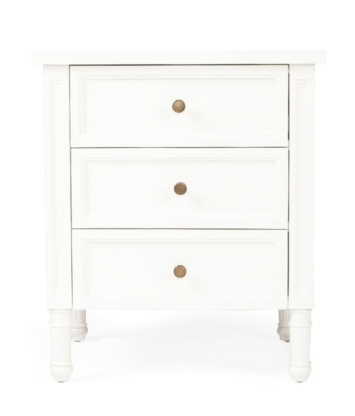Coralie 3 -Drawer Bedside in White