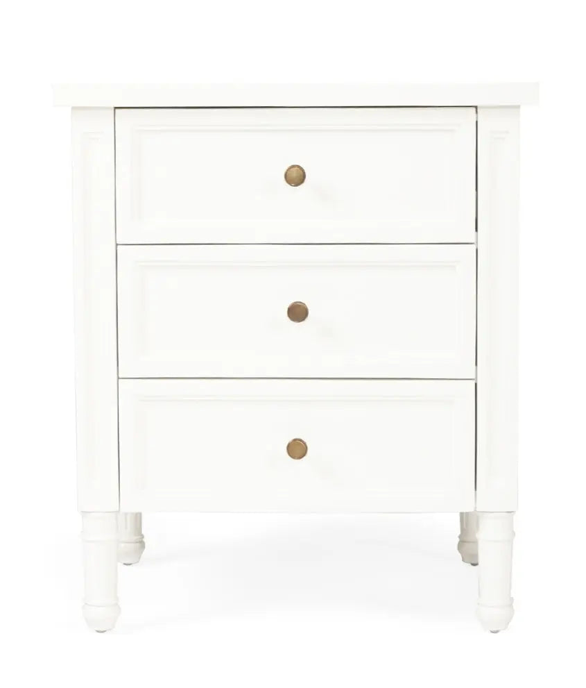 Coralie 3 -Drawer Bedside in White Rustic Charm Interiors