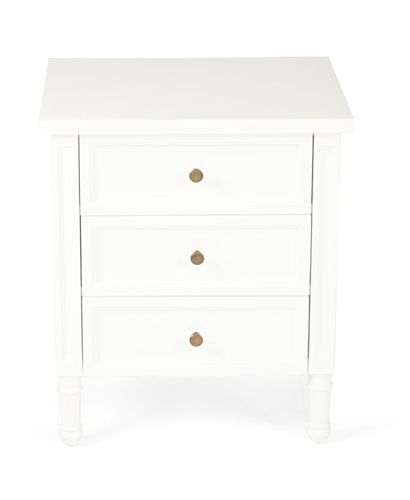 Coralie 3 -Drawer Bedside in White