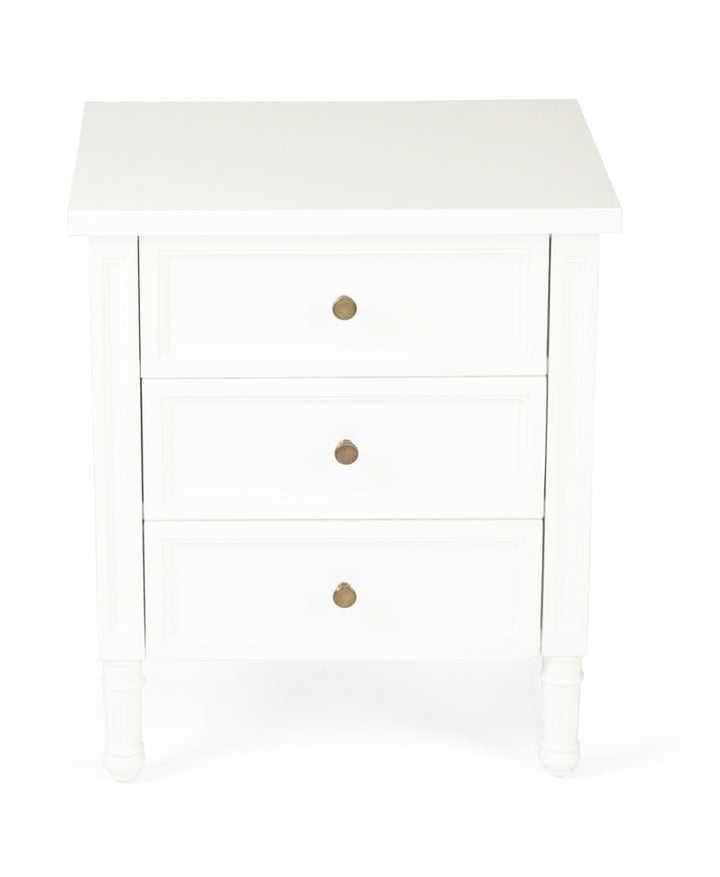 Coralie 3 -Drawer Bedside in White