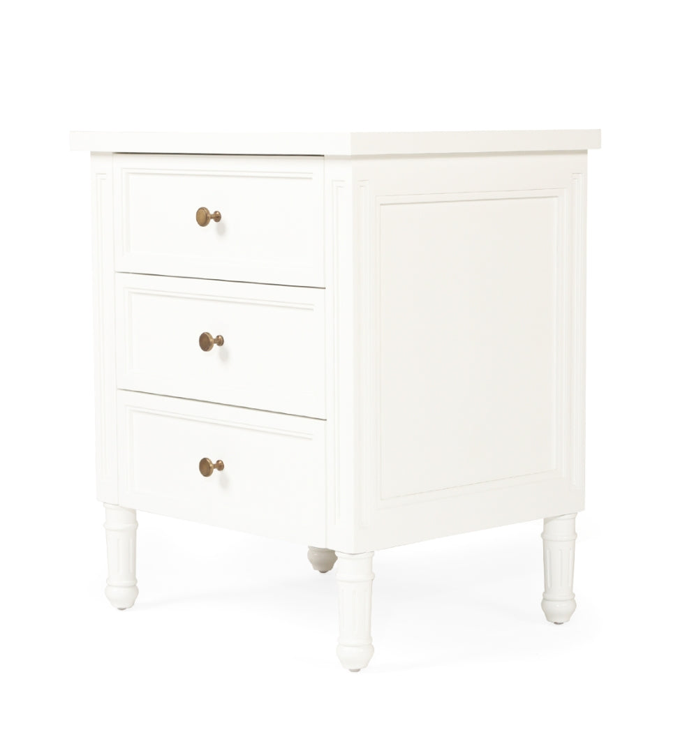 Coralie 3 -Drawer Bedside in White
