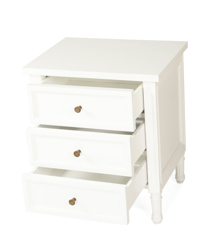 Coralie 3 -Drawer Bedside in White