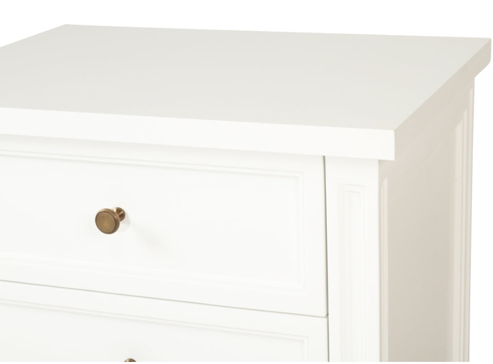Coralie 3 -Drawer Bedside in White
