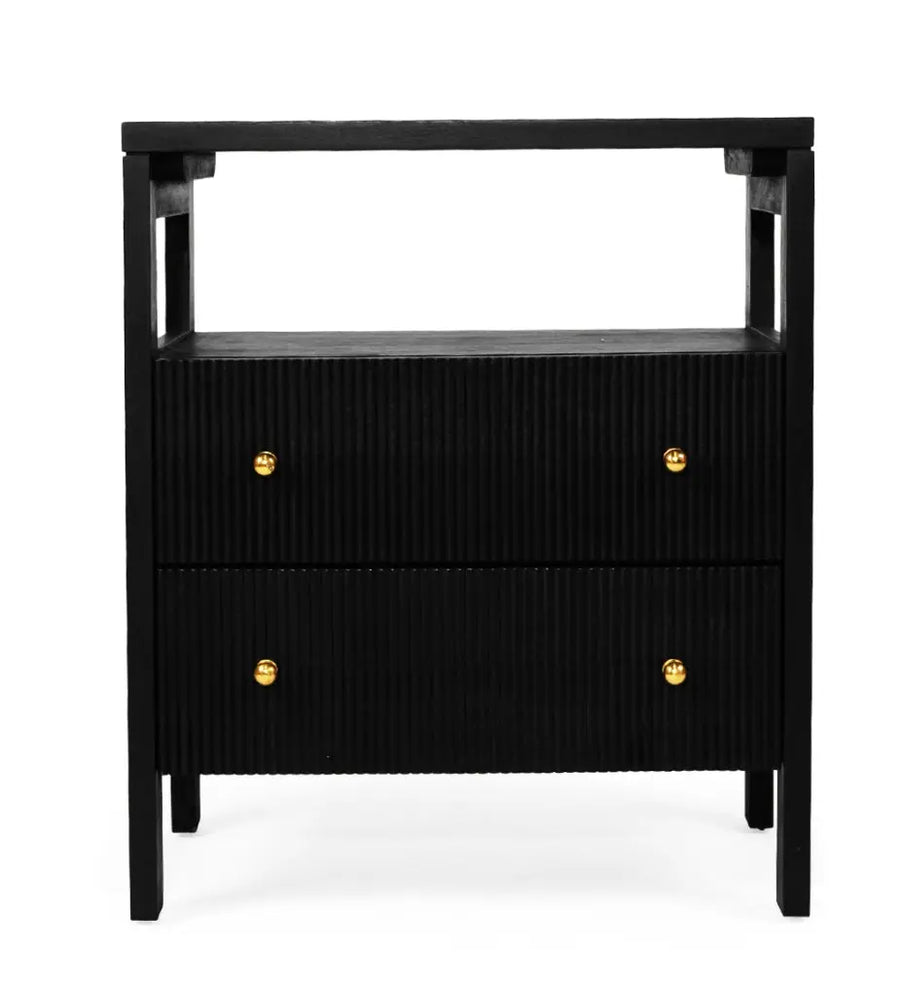 Aubrey Bedside Table in  Black Rustic Charm Interiors