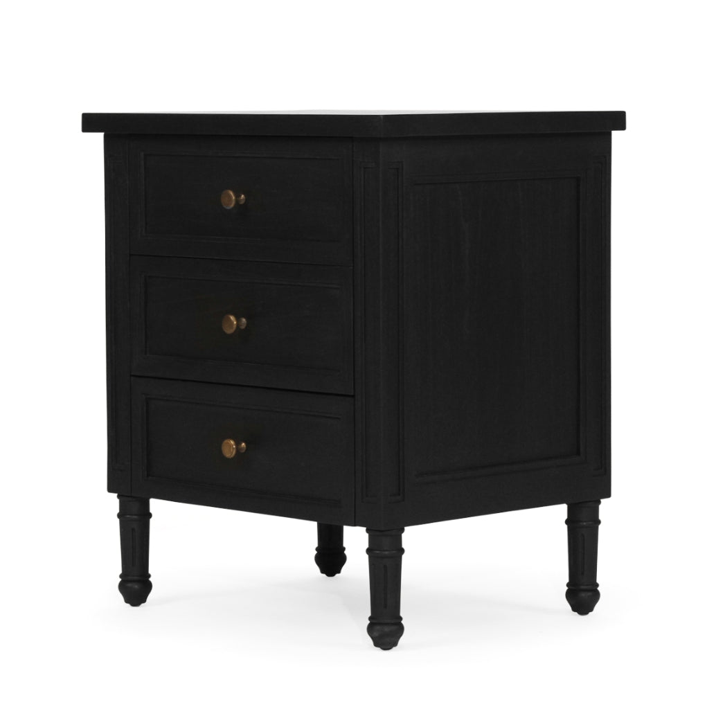 Coralie 3 -Drawer Bedside in Black