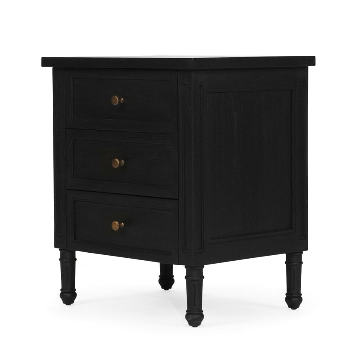 Coralie 3 -Drawer Bedside in Black