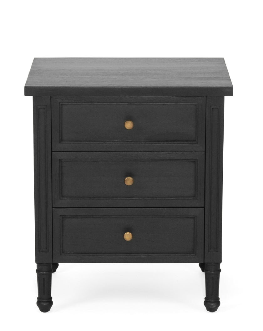 Coralie 3 -Drawer Bedside in Black