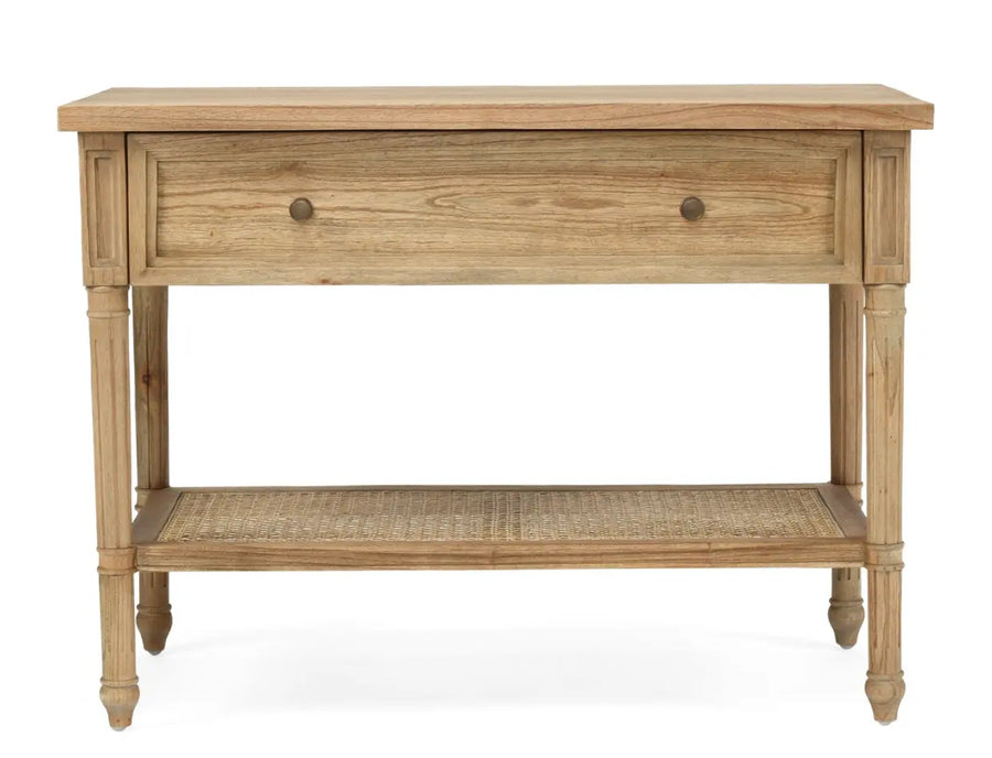 Coralie Nightstand in Weathered Oak - 90cm Rustic Charm Interiors