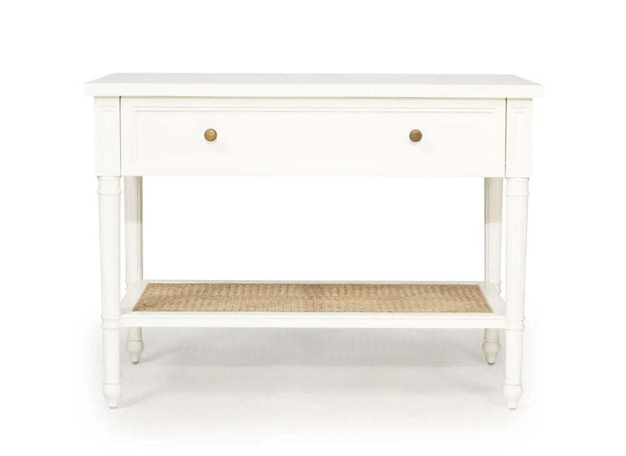 Coralie Nightstand in White - 90cm Rustic Charm Interiors