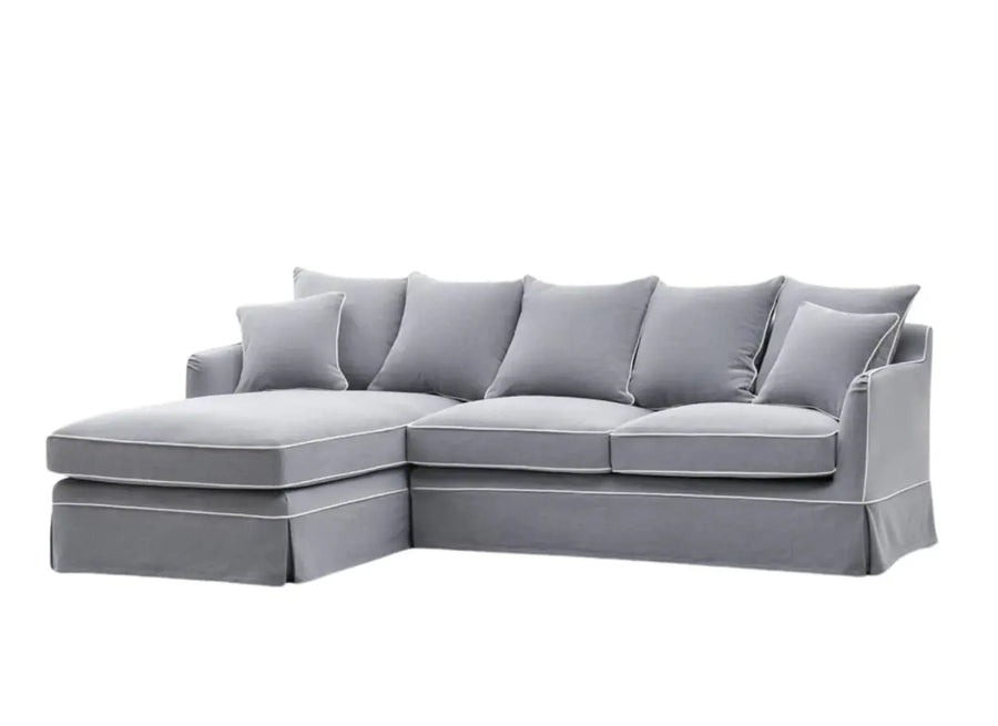 Claremont 3 Seater Chaise Sofa in Grey - Left Rustic Charm Interiors