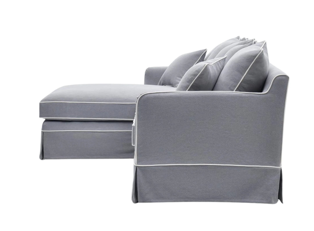 Claremont 3 Seater Chaise Sofa in Grey - Left