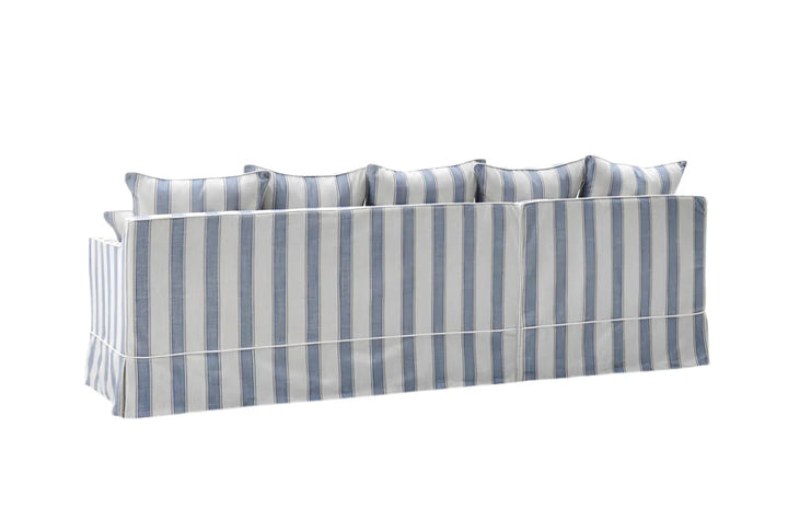 Claremont 3 Seater Chaise Sofa in Blue Stripe - Left