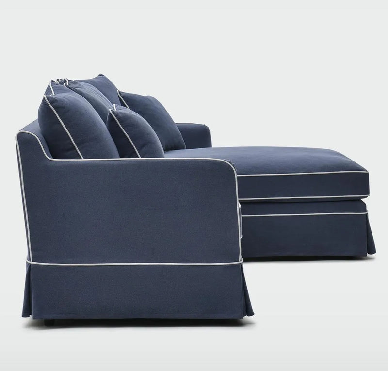Claremont 3 Seater Chaise Sofa in Navy - Right