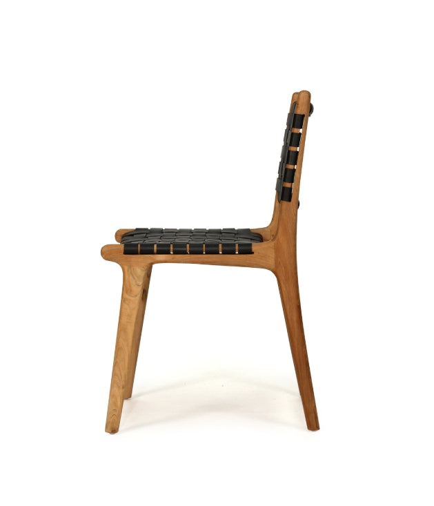Luca Leather Dining Chair - Black