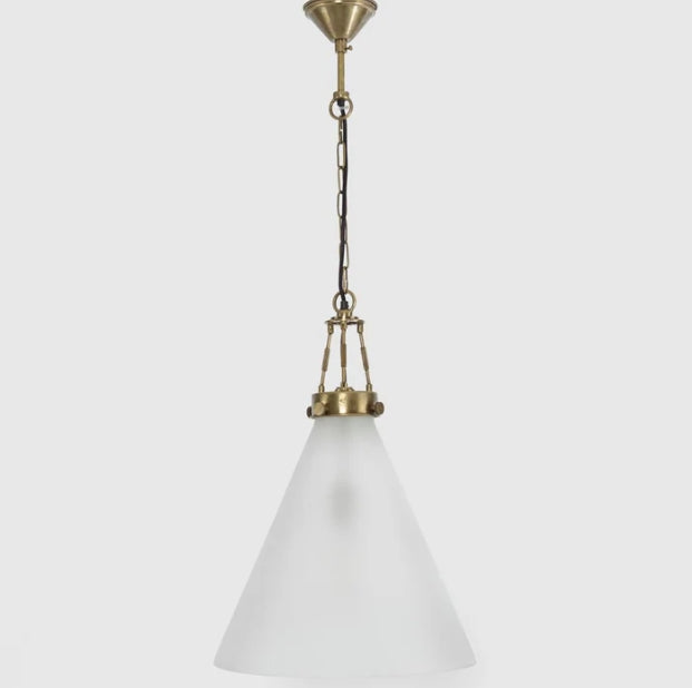 Glasden Glass Pendant in Brass - Large - Frosted Glass