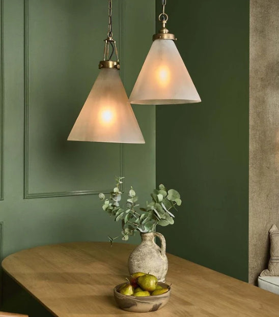 Glasden Glass Pendant in Brass - Large - Frosted Glass