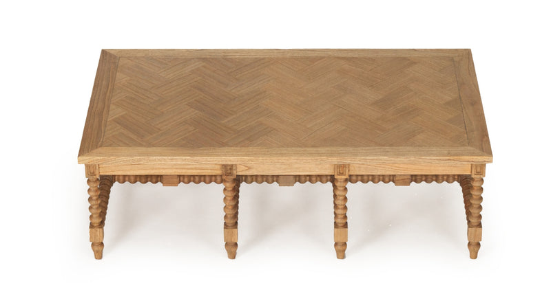 Barley Twist Coffee Table - Herringbone Top