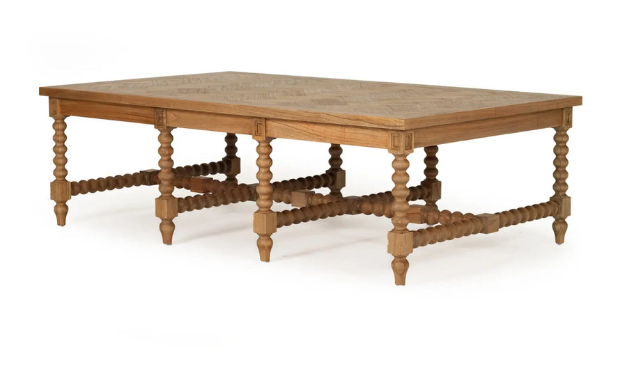 Barley Twist Coffee Table - Herringbone Top Rustic Charm Interiors