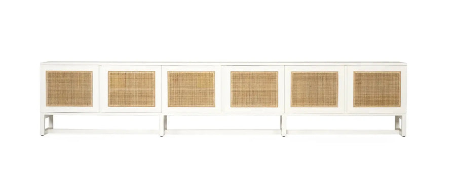 Denver TV Entertainment Unit in White- 6 Door