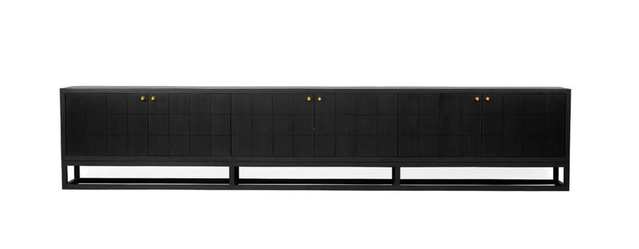 Huxley TV Entertainment Unit in Black - 6 Door Rustic Charm Interiors