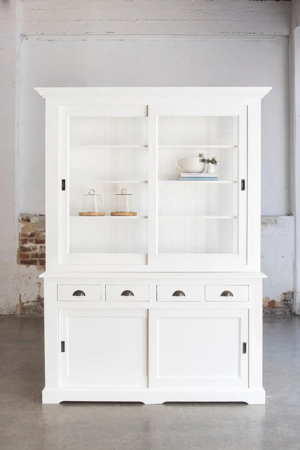 Somerset Two-Door Cabinet - Polar White | Rustic Charm Interiors - Glazed Timber Cabinet