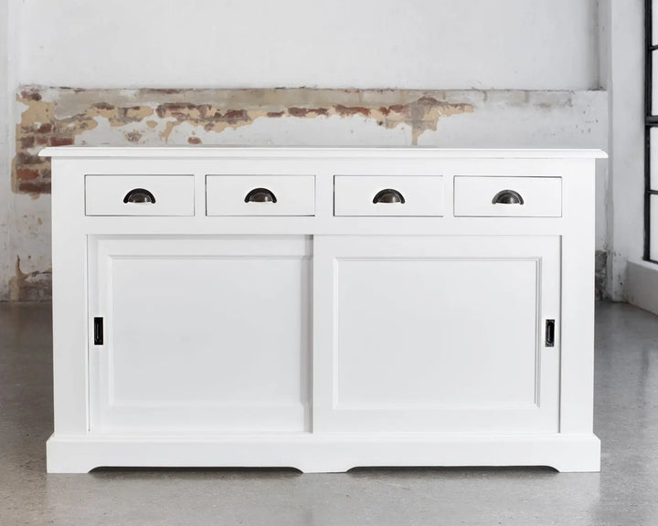 Somerset Two-Door Cabinet - Polar White | Rustic Charm Interiors - Buffet Base Detail