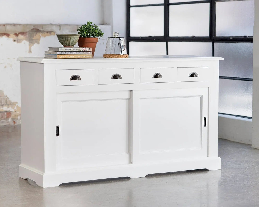 Somerset Two-Door Cabinet - Polar White | Rustic Charm Interiors - Buffet Base Side Profile