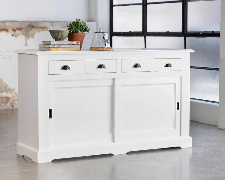 Somerset Two-Door Cabinet - Polar White | Rustic Charm Interiors - Buffet Base Side Profile