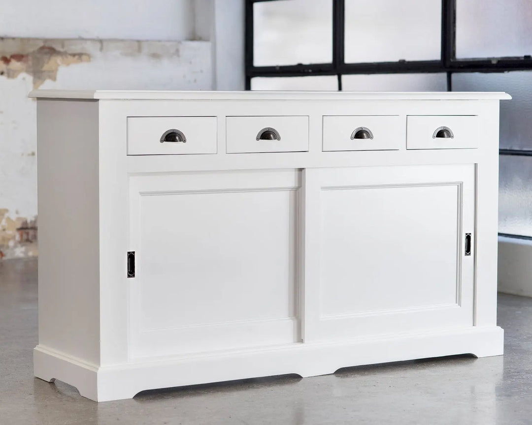 Somerset Two-Door Cabinet - Polar White | Rustic Charm Interiors - Side Profile Base Only