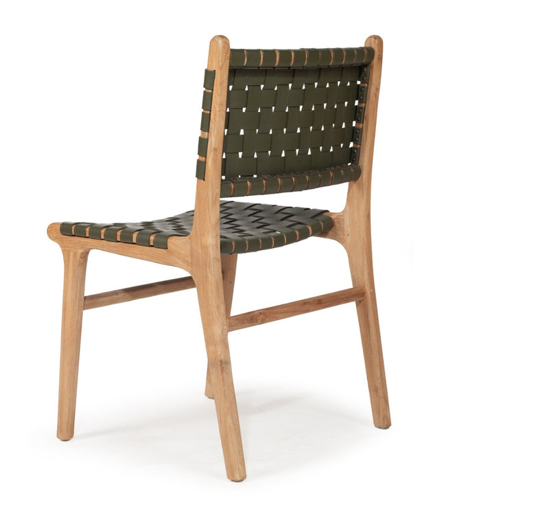 Sutton Woven Leather Dining Chair - Olive