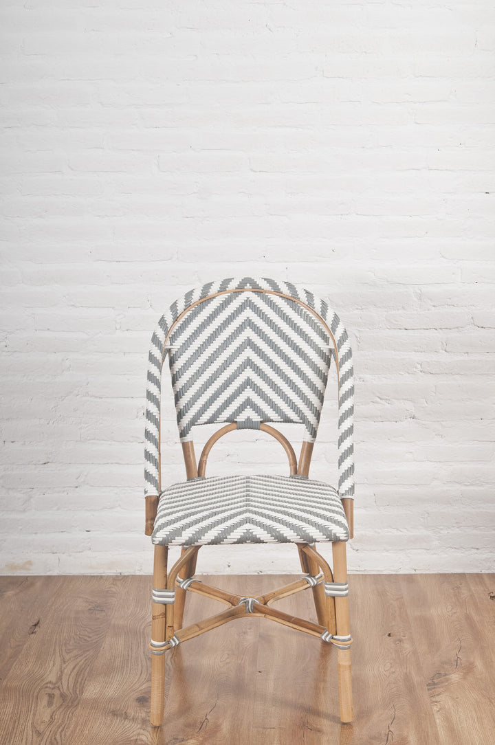 French Bistro Chair - Natural - Chevron in Grey - Set of 2
