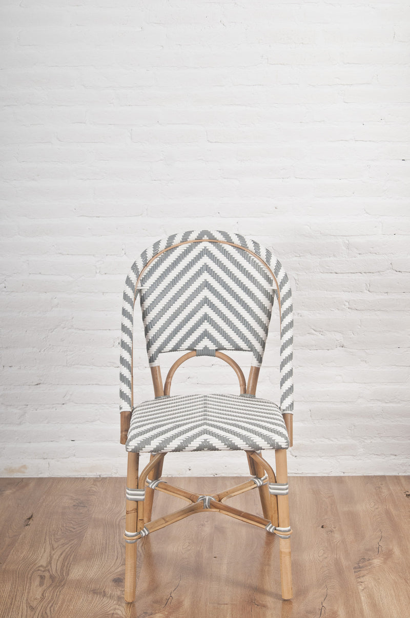 French Bistro Chair - Natural - Chevron in Grey