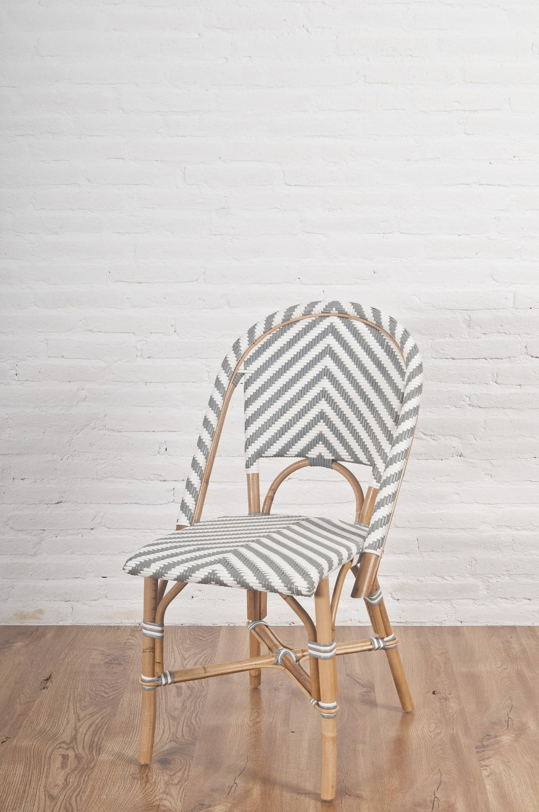 French Bistro Chair - Natural - Chevron in Grey - Set of 2