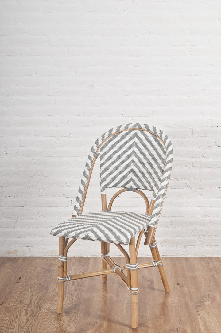 French Bistro Chair - Natural - Chevron in Grey - Set of 2