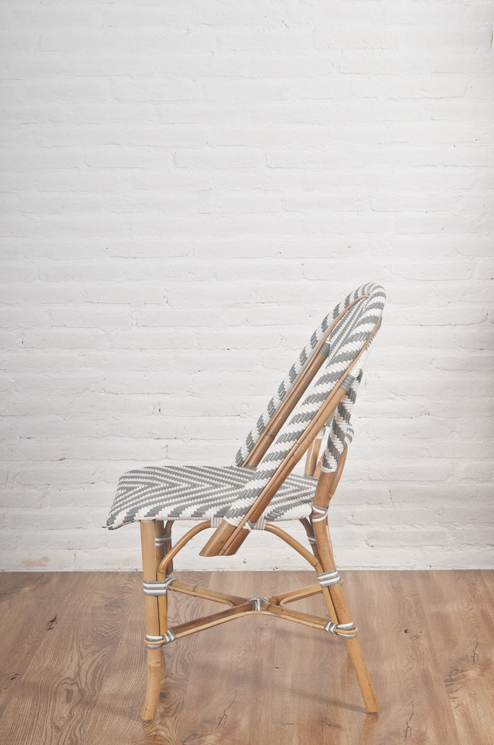 French Bistro Chair - Natural - Chevron in Grey - Set of 2