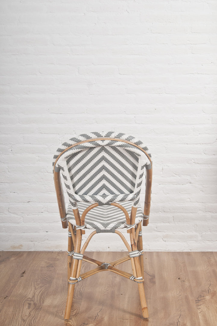 French Bistro Chair - Natural - Chevron in Grey - Set of 2