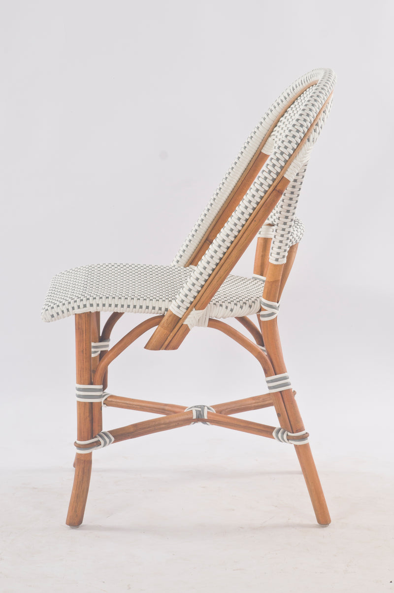 French Bistro Chair - Walnut - Polka Dot in Grey - Set of 2