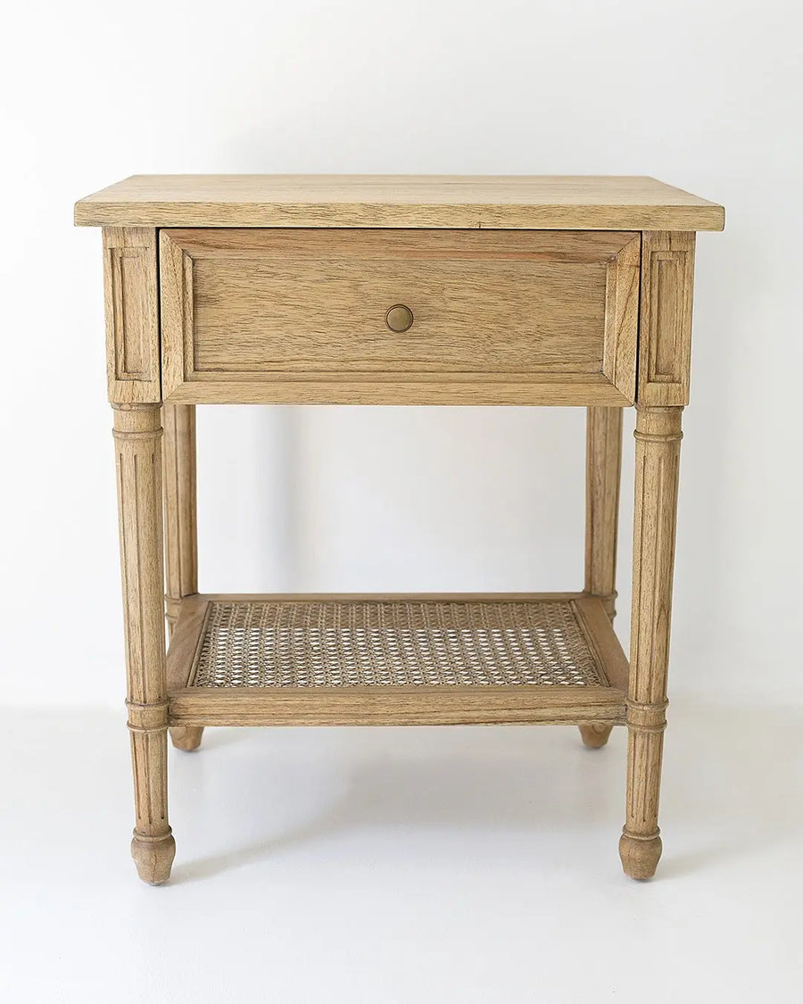 Coralie Bedside in Weathered Oak Rustic Charm Interiors