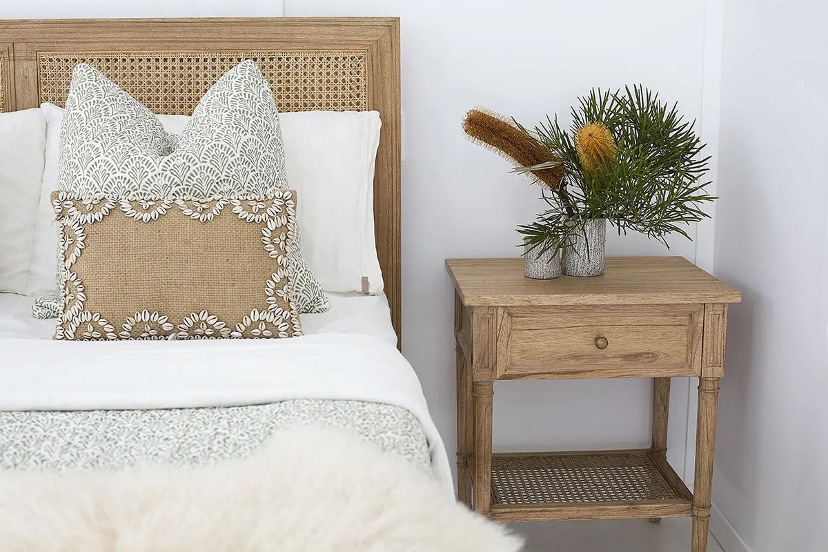 Coralie Bedside in Weathered Oak Rustic Charm Interiors