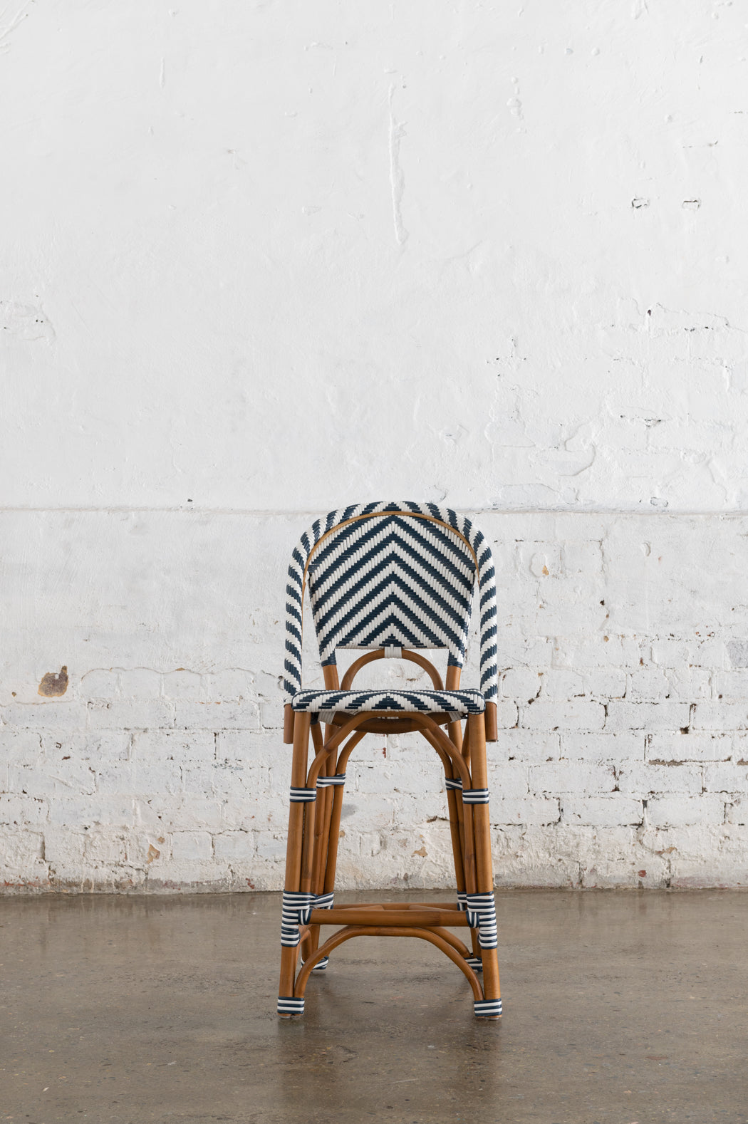 French Bistro Stool - Walnut - Chevron in Black - Set of 4