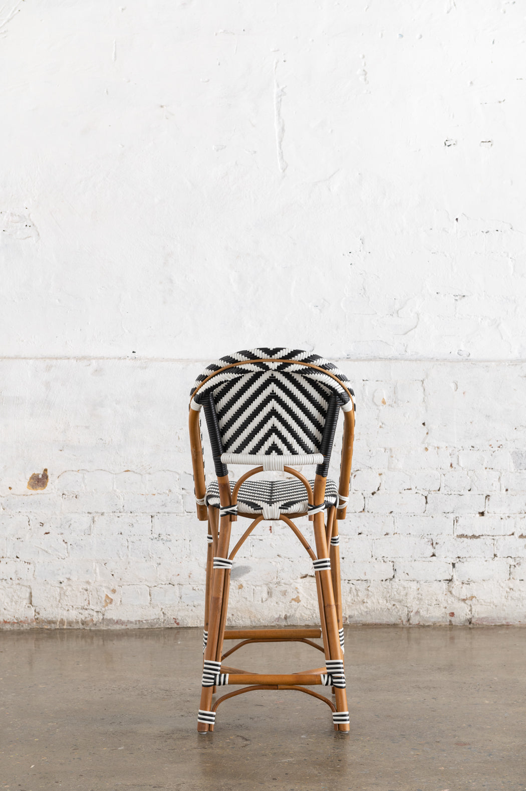 French Bistro Stool - Walnut - Chevron in Black - Set of 4