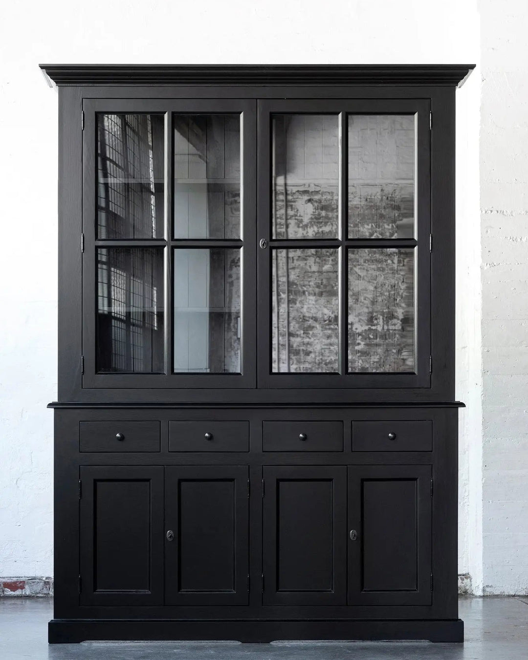 French Window Cabinet - Black - Rustic Charm Interiors