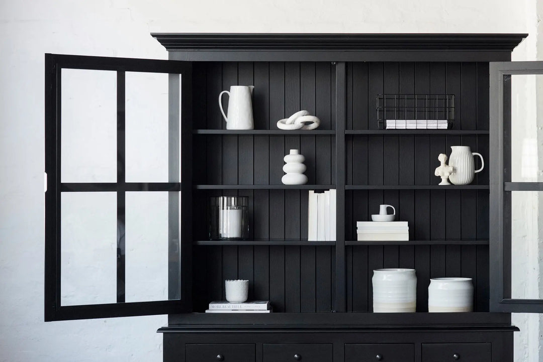 French Window Cabinet - Black I Rustic Charm Interiors - Interiors Details