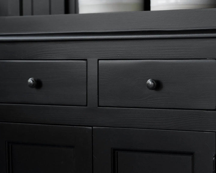 French Window Cabinet - Black | Rustic Charm Interiors - Drawer Pull Hardware