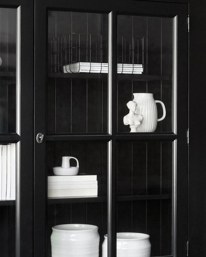 French Window Cabinet - Black | Rustic Charm Interiors - Close up