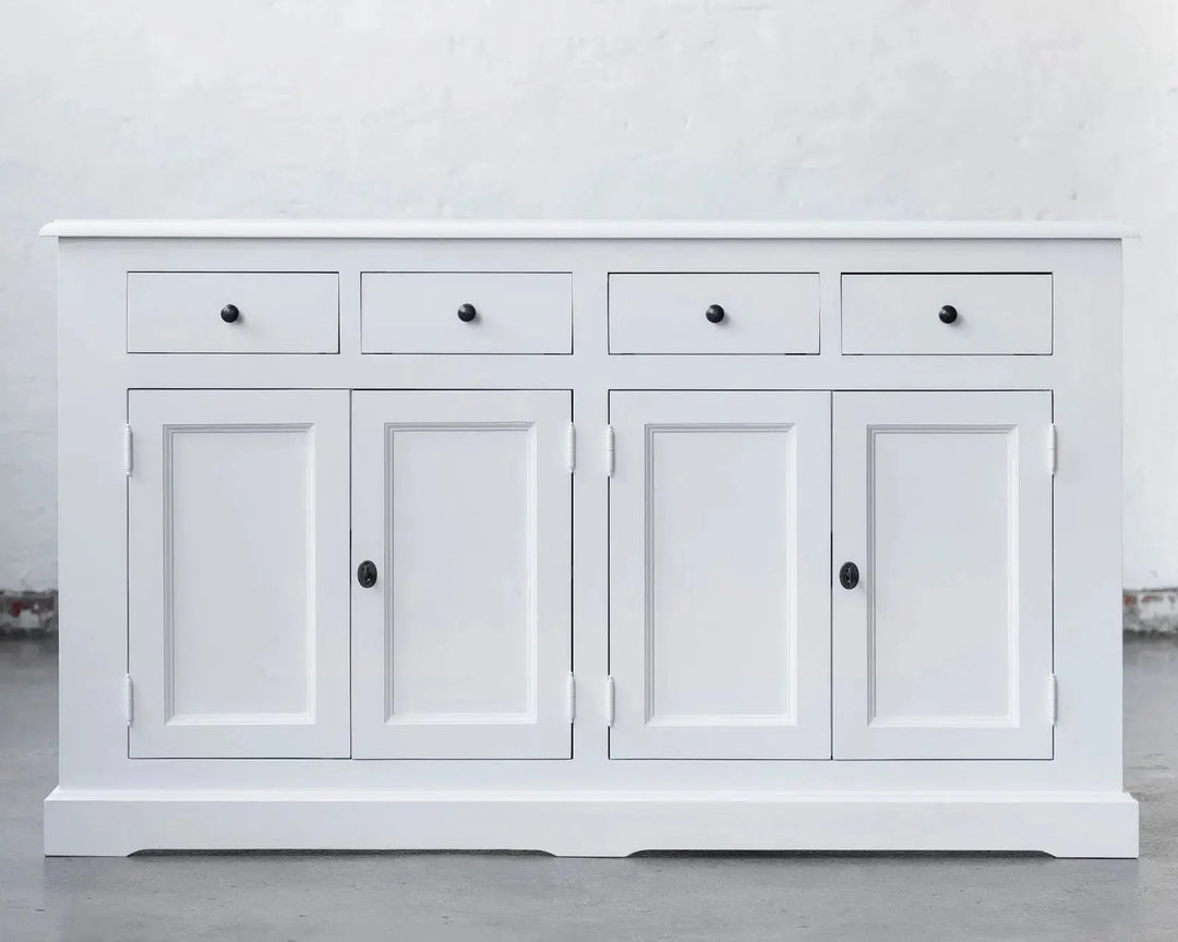 French Window Cabinet - Polar White - Buffett Base - Rustic Charm Interiors